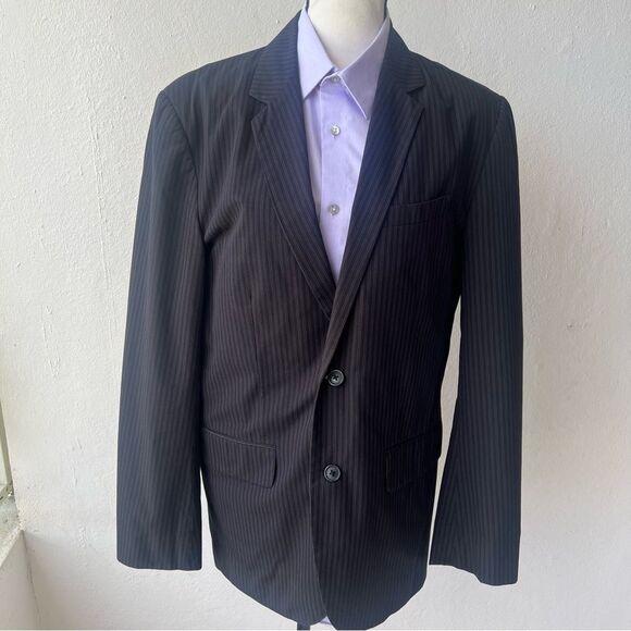Calvin Klein Men’s Black Striped Cotton Blazer Sz‎ S Tailored Lined Classic - Picture 5 of 10